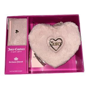 Juicy Couture Dusty Blush Pink Heart Crossbody & Card Case Gift Set NIB